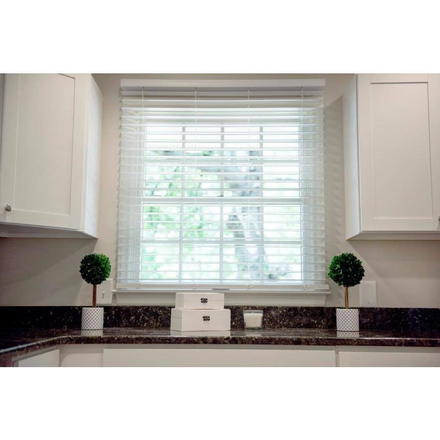 Cordless Soft White Faux Wood Room Darkening Blinds Y552566