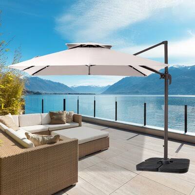 Beige Square Cantilever Umbrella W1437