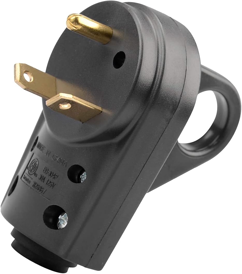 30 Amp RV Plug Male Replacement 3 Prong Electrical Power Connector Pack of 2 C34981