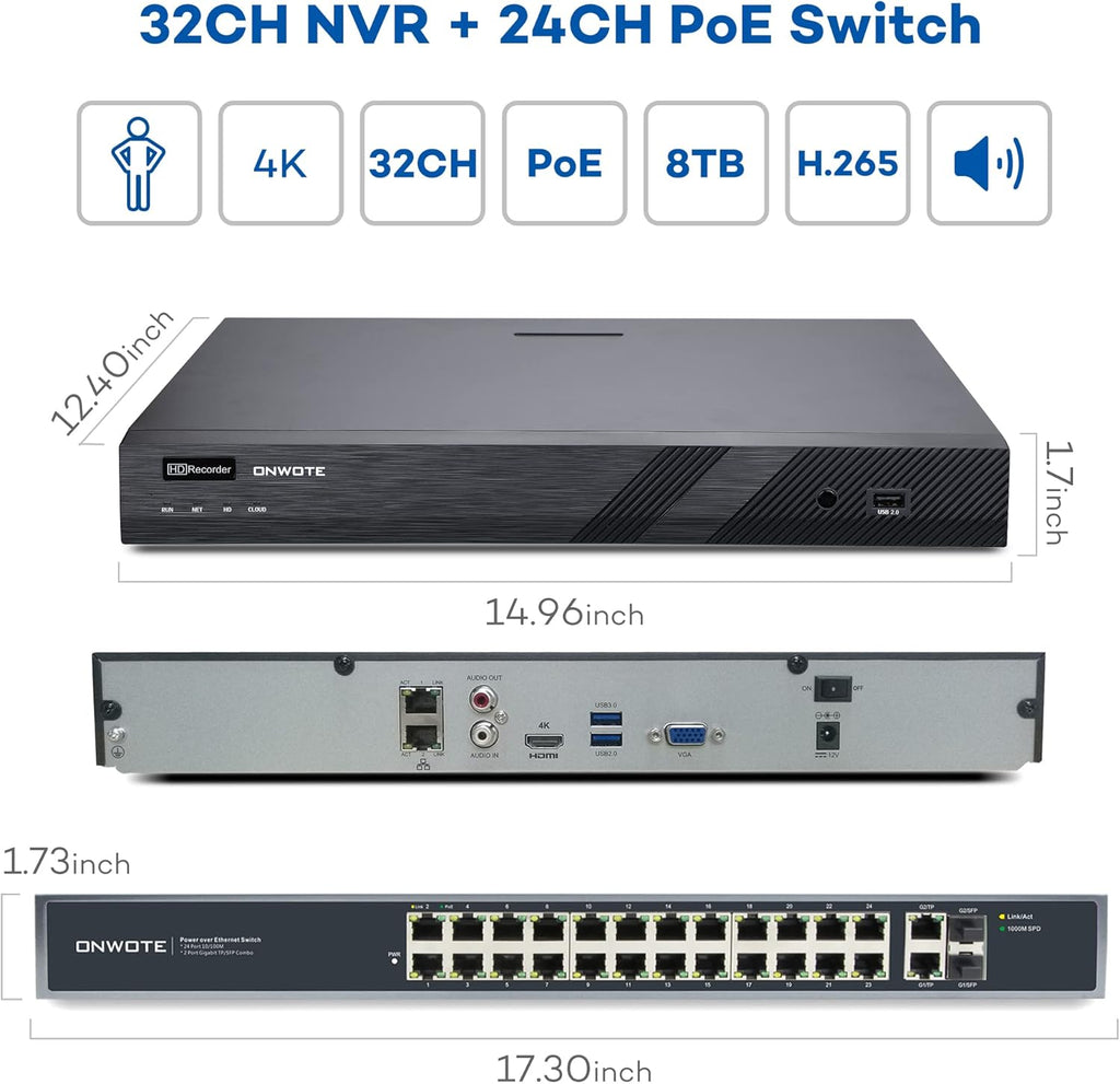 32 Channel 4K PoE Security Camera System 8TB I980438