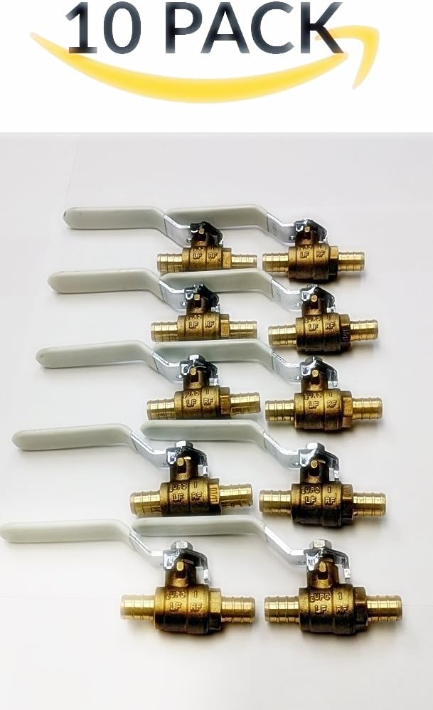 1/2" PEX Brass Ball Valve, Lead Free, Pack of 10 F17206
